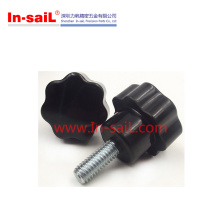 Shenzhen Manufacturer Black Plastic Star Knobs with Threaded Stud